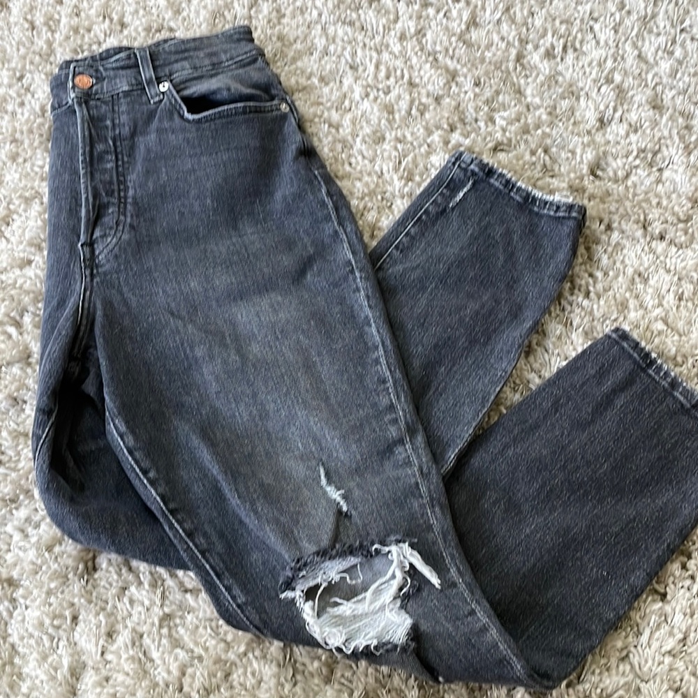 Distressed Black Mom Jeans